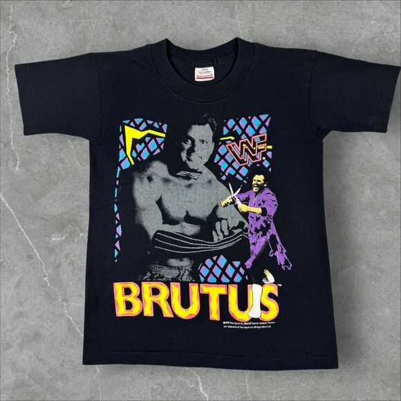 Vintage 1990 WWF Brutus Beefcake Tee Shirt Wrestling Kids Shirt Wrestle Mania - Picture 1 of 8